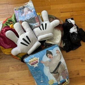 Costume bundle with Inflatable Sumo Costume and Mickey Gloves and more